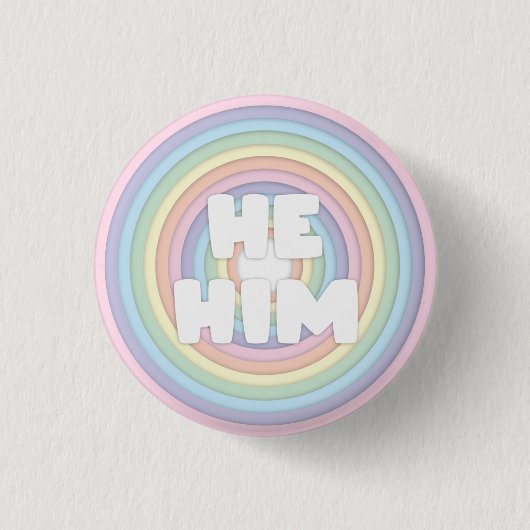 Pastel Rainbow He/Him Pronounouns Ronde Button 3,2 Cm (Voorkant)