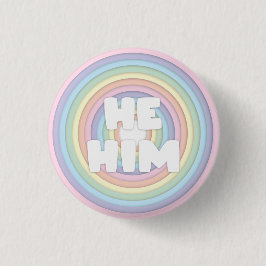 Pastel Rainbow He/Him Pronounouns Ronde Button 3,2 Cm