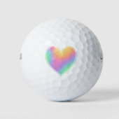 Pastel Rainbow Heart Golf Balls Golfballen (Voorkant)