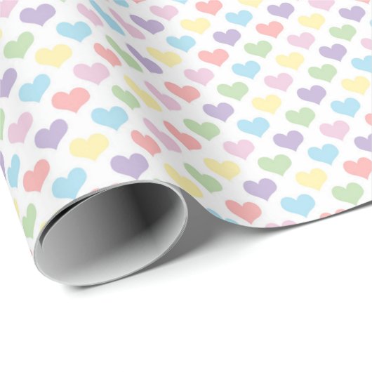 Pastel Rainbow Heart Pattern Wrapping Paper Cadeaupapier (Rol Hoek)