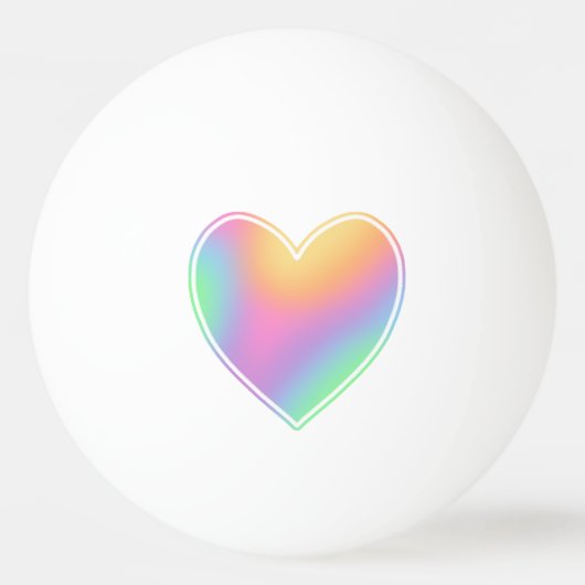 Pastel Rainbow Heart Pingpongbal (Voorkant)