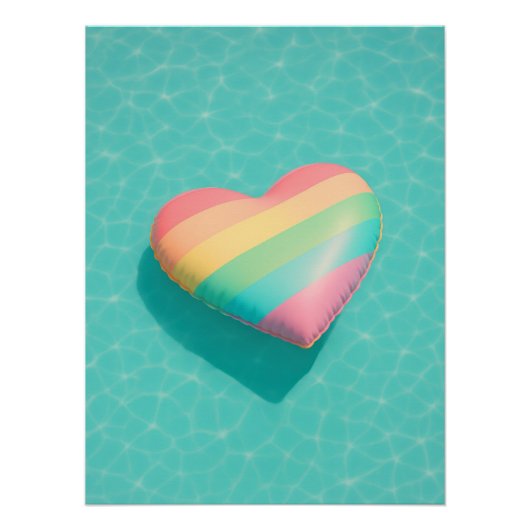 Pastel Rainbow Heart Pool Float Art Dreamy Summer Perfect Poster (Voorkant)