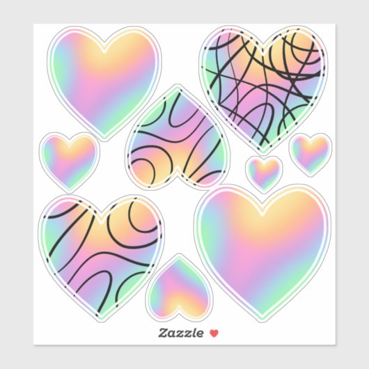 Pastel Rainbow Heart Stickers (Vel)