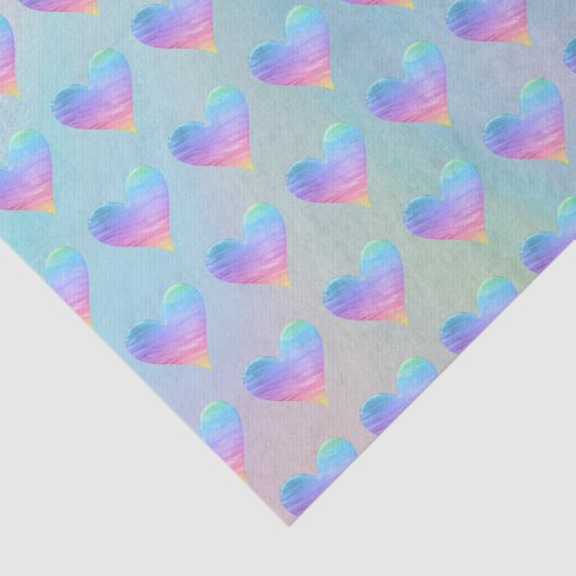 Pastel Rainbow Hearts Pattern Decoupage Tissuepapier (Detail)