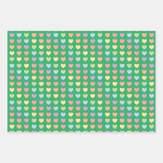 Pastel Rainbow Hearts Pattern Kinder Inpakpapier Vel (Voorkant 3)