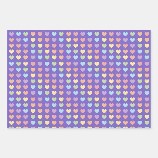 Pastel Rainbow Hearts Pattern Kinder Inpakpapier Vel (Voorkant 2)