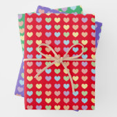 Pastel Rainbow Hearts Pattern Kinder Inpakpapier Vel (In situ)
