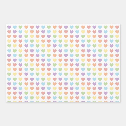 Pastel Rainbow Hearts Pattern Kinder Inpakpapier Vel (Voorkant 3)