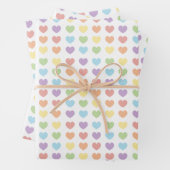 Pastel Rainbow Hearts Pattern Kinder Inpakpapier Vel (In situ)