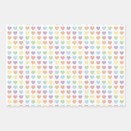 Pastel Rainbow Hearts Pattern Kinder Inpakpapier Vel