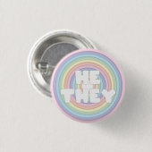 Pastel Rainbow Hij/Zij springen Ronde Button 3,2 Cm (Voorkant /achterkant)