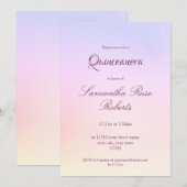 Pastel Rainbow Holographic Elegant Quinceanera Kaart (Voorkant / Achterkant)