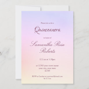 Pastel Rainbow Holographic Elegant Quinceanera Kaart
