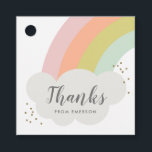 Pastel Rainbow Kids Birthday Party Hartelijk dank Bedankjes Labels<br><div class="desc">Een moderne kinder partij bevoordeelt het label met een kleurrijke regenboog met witte fluffy wolk en coördinerende patter backer.</div>