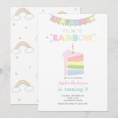 Pastel Rainbow Kids Verjaardagsfeest Kaart (Voorkant / Achterkant)