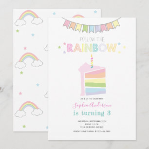Pastel Rainbow Kids Verjaardagsfeest Kaart