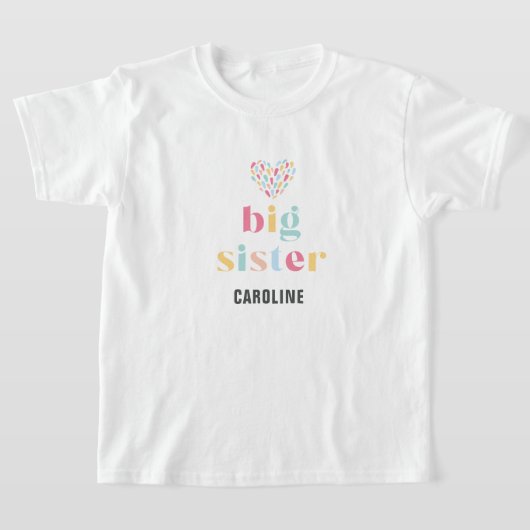 Pastel Rainbow Kleuren Baby shower Big Sister T-shirt (Laagn)