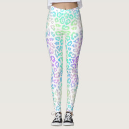 Pastel Rainbow Leopard Pattern Leggings