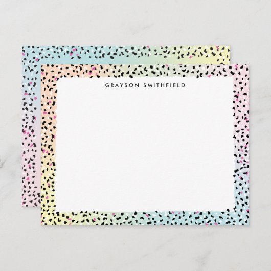 Pastel Rainbow Leopard Personal Stationery Kaart (Voorkant / Achterkant)