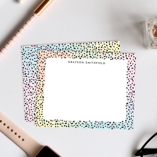 Pastel Rainbow Leopard Personal Stationery Kaart