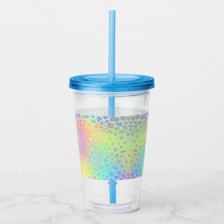 Pastel Rainbow Leopard Print Acryl Drinkbeker
