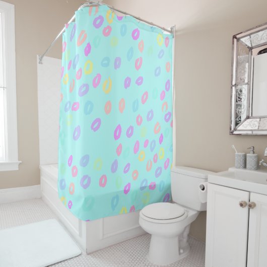 Pastel Rainbow Leopard Print Douchegordijn (In situ)