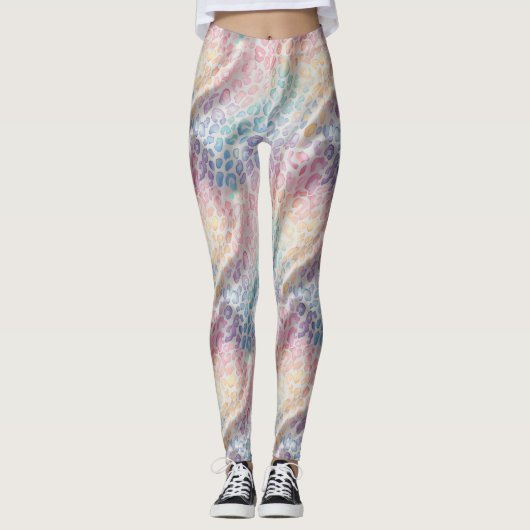 Pastel Rainbow Leopard Print Leggings (Voorkant)