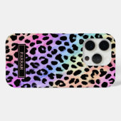 Pastel Rainbow Leopard Print Monogrammed Case-Mate iPhone Case (Achterkant (horizontaal))