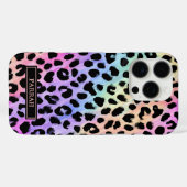 Pastel Rainbow Leopard Print Monogrammed Case-Mate iPhone Case (Achterkant (horizontaal))