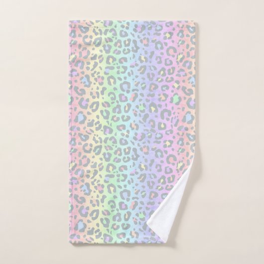 Pastel Rainbow Leopard Print Patroon Bad Handdoek (Handdoek)