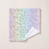 Pastel Rainbow Leopard Print Patroon Bad Handdoek (Wasdoekje)