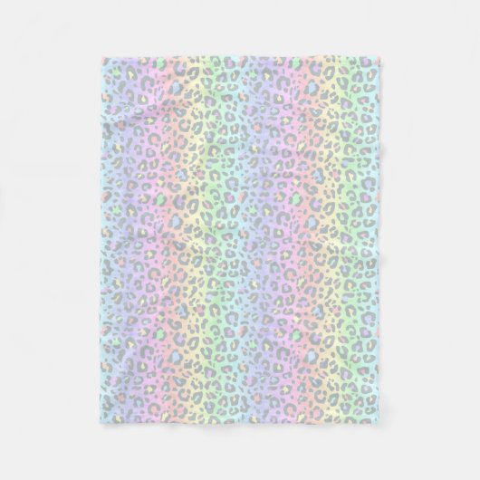 Pastel Rainbow Leopard Print Patroon Fleece Deken (Voorkant)