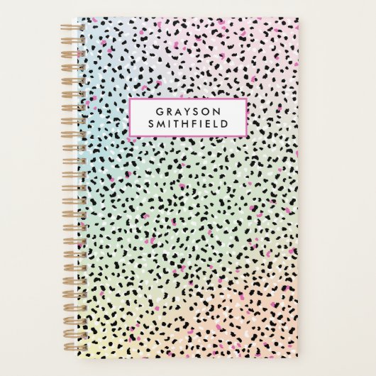 Pastel Rainbow Leopard Print Planner (Voorkant)