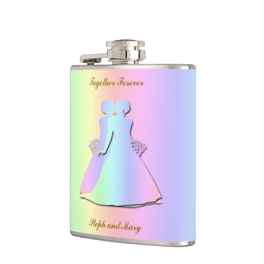 Pastel Rainbow Lesbian Brides Hipflask Heupfles (Links)