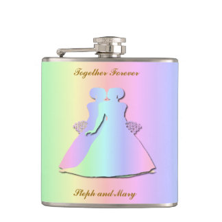 Pastel Rainbow Lesbian Brides Hipflask Heupfles