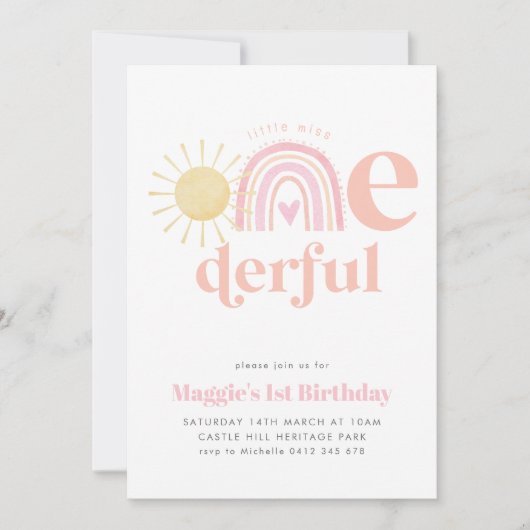 Pastel Rainbow Little Miss ONE Kaart (Voorkant)