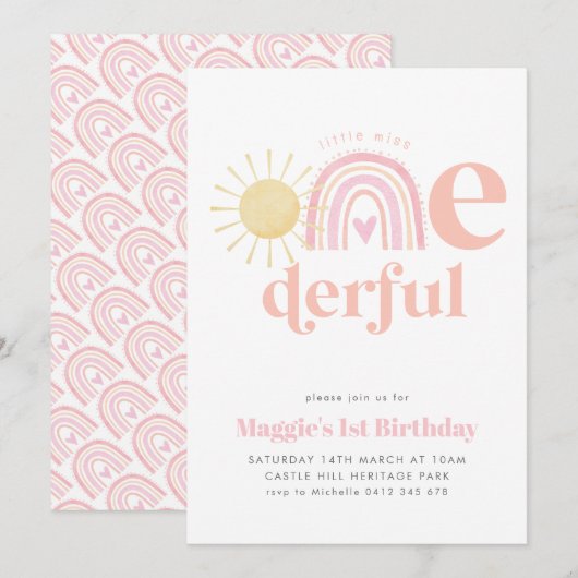 Pastel Rainbow Little Miss ONE Kaart (Voorkant / Achterkant)