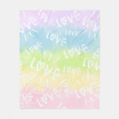 Pastel Rainbow Love Fleece Deken (Voorkant)