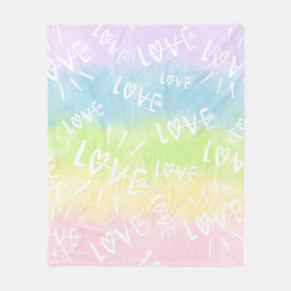 Pastel Rainbow Love Fleece Deken