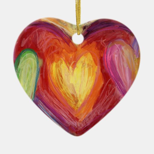 Pastel Rainbow Love Hearts Holiday Gift Ornament (Voorkant)