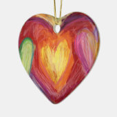 Pastel Rainbow Love Hearts Holiday Gift Ornament (Links)