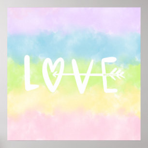 Pastel Rainbow Love Poster