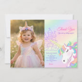 Pastel Rainbow Magical Birthday Thank You Card Feestdagenkaart (Voorkant)