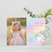 Pastel Rainbow Magical Birthday Thank You Card Feestdagenkaart (Staand voorkant)
