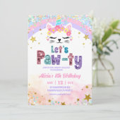 Pastel Rainbow Magical Caticorn Birthday Kaart (Staand voorkant)
