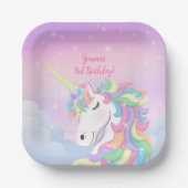 Pastel Rainbow Magical Unicorn Clouds Papieren Bordje (Voorkant)