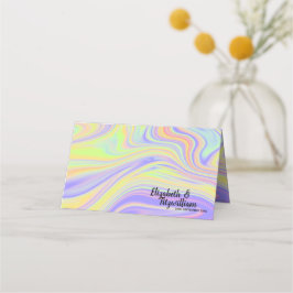 Pastel Rainbow Marbling Place Card of Escort Kaart Plaatskaartje