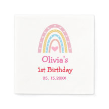 Pastel Rainbow met harten Eerste verjaardagsfeest