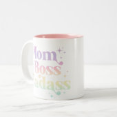 Pastel Rainbow "Mom Boss Badass" Koffie Mok (Voorkant links)
