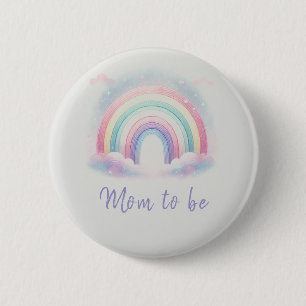 Pastel Rainbow Mom-to-Be Button - Gepersonaliseerd